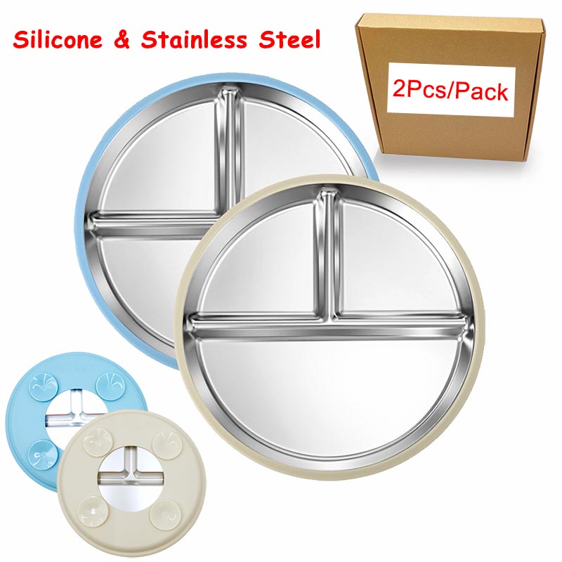 Plate Suction Toddler - Plato de acero inoxidable con carcasa