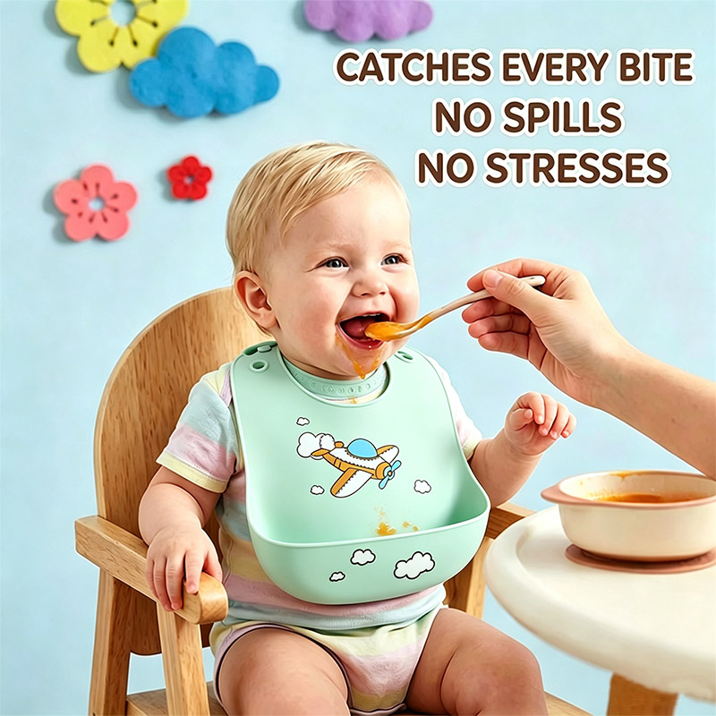 Feeding Baby Food - Babero de silicona para alimentación de