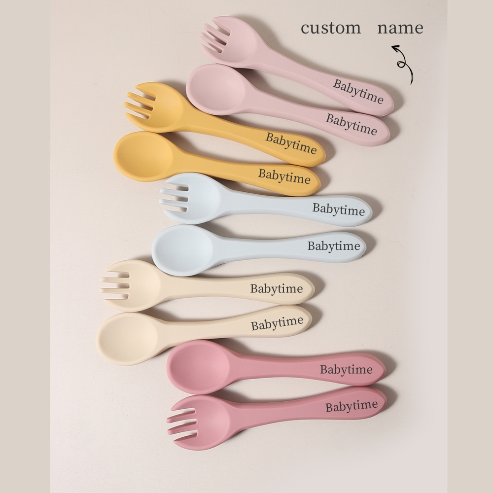 Baby Food Utensils - Cuchara y Tenedor de Silicona Personalizados