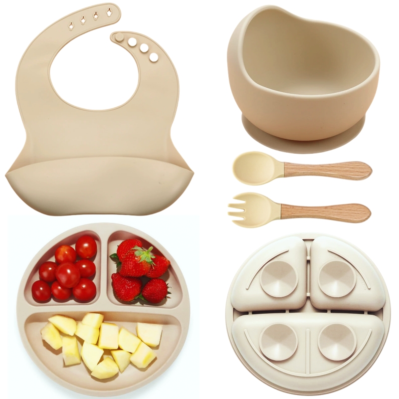 Plate Suction Toddler - Juego de alimentación de silicona para