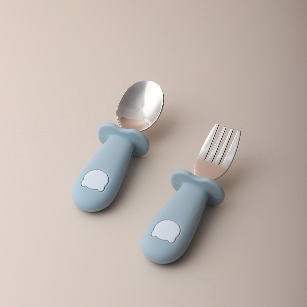 Baby Food Utensils - Cuchara y Tenedor de Silicona con