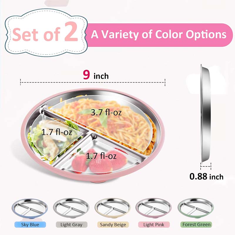Plato de acero inoxidable con  - Plate Suction Toddler reseña y precio