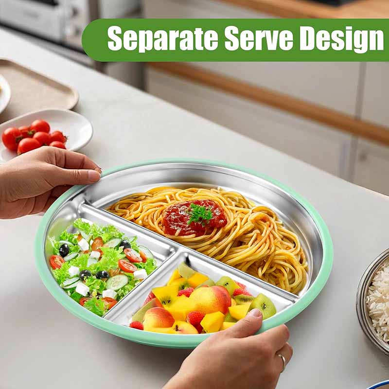 Plato de acero inoxidable con  - Plate Suction Toddler reseña y precio